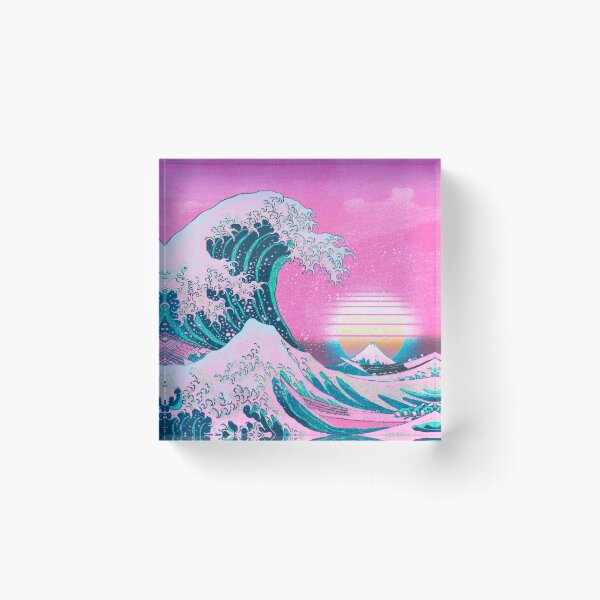 Artikelvorschau, Vaporwave-Ästhetik Große Welle vor Kanagawa Retro-Sonnenuntergang entworfen und verkauft von CoitoCG.