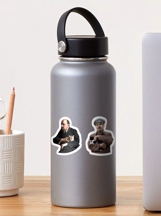 Thumbnail 1 of 3, Sticker, Lenin With Cats designed and sold by RadicalPrintsByCas.
