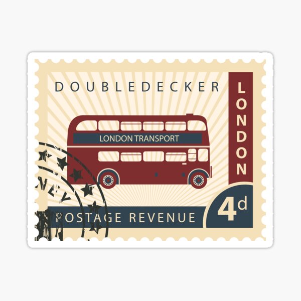 Aperçu de l'œuvre Timbre vintage - bus de Londres créée et vendue par Simon Dast.