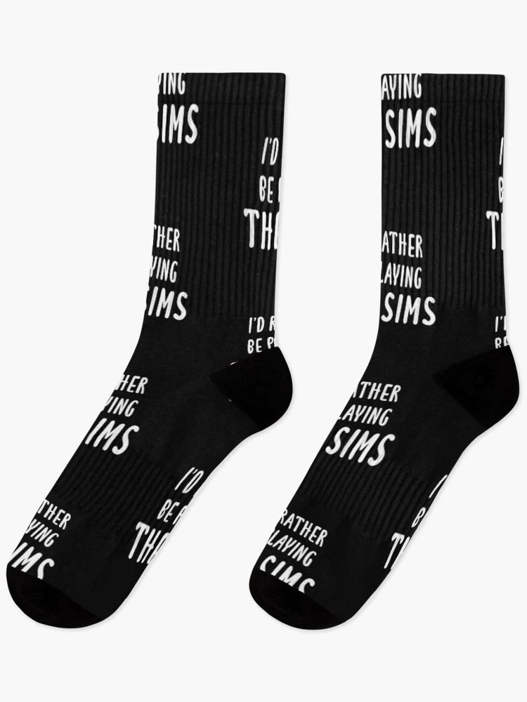 Thumbnail 1 of 5, Socks, I'd Rather Be Playing The Sims (Black) designed and sold by quoteedesigns.