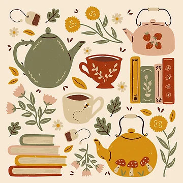 Vorschaubild zum Design Blumige Bücher und Tee von ohjessmarie