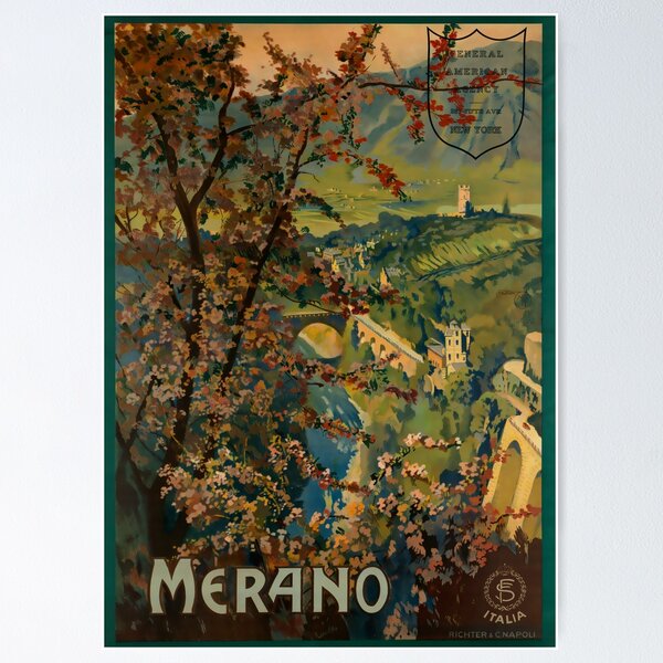 Aperçu de l'œuvre affiche de voyage vintage Merano créée et vendue par stickart-marek.