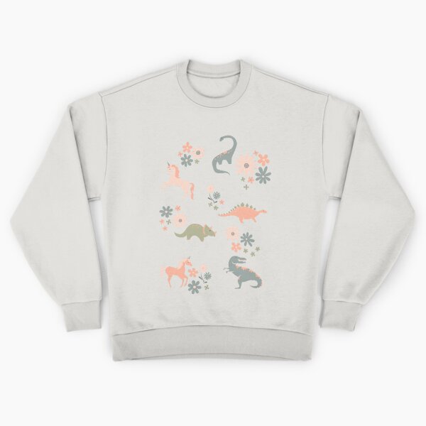 Item preview, Explosión floral de dinosaurios y unicornios en rosa + verde designed and sold by latheandquill.