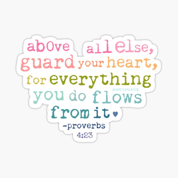 Aperçu de l'œuvre Protège ton cœur Proverbes Verset biblique Arc-en-ciel créée et vendue par Daisy Ring Art.