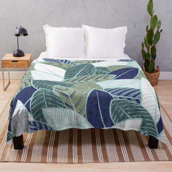 Item preview, Leaf wall // navy blue pine and sage green leaves mint lines designed and sold by SelmaCardoso.