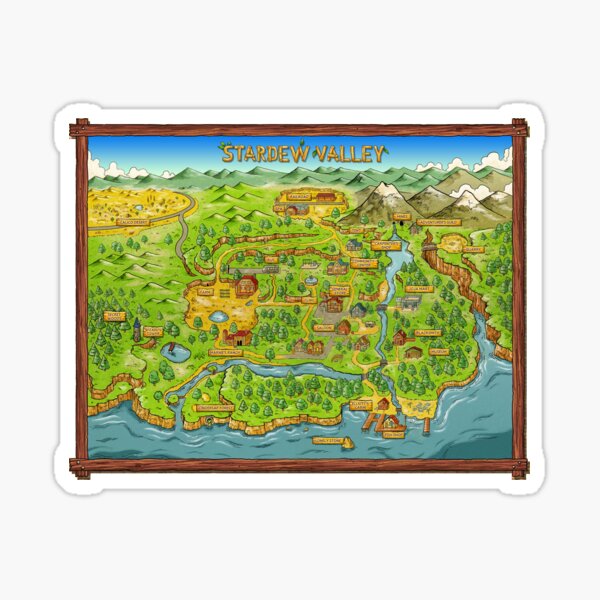 Item preview, Pegatina Mapa de la ciudad de Stardew Valley Pelican designed and sold by simstock.