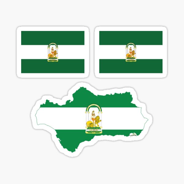 Artikelvorschau, ANDALUSIEN Andalusische Flagge SPANIEN Andalusien Spanische Miniflagge und Kartenumriss entworfen und verkauft von OuterShellUK.