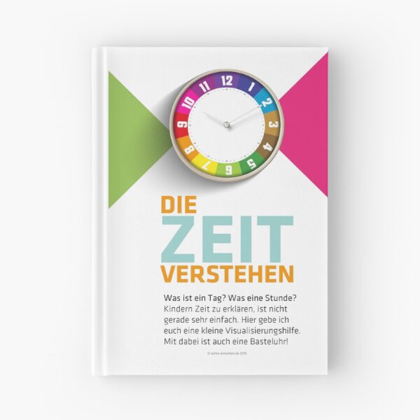 Artikelvorschau, Echte-Lernuhren.de | Zeitlernkarten - Titelblatt - Die Zeit verstehen entworfen und verkauft von hatgirldesign.