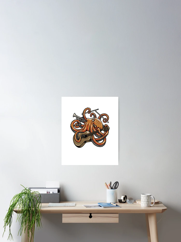 Thumbnail 2 of 3, Poster, Octopus Playing Instruments designed and sold by SparkleLiveLife.