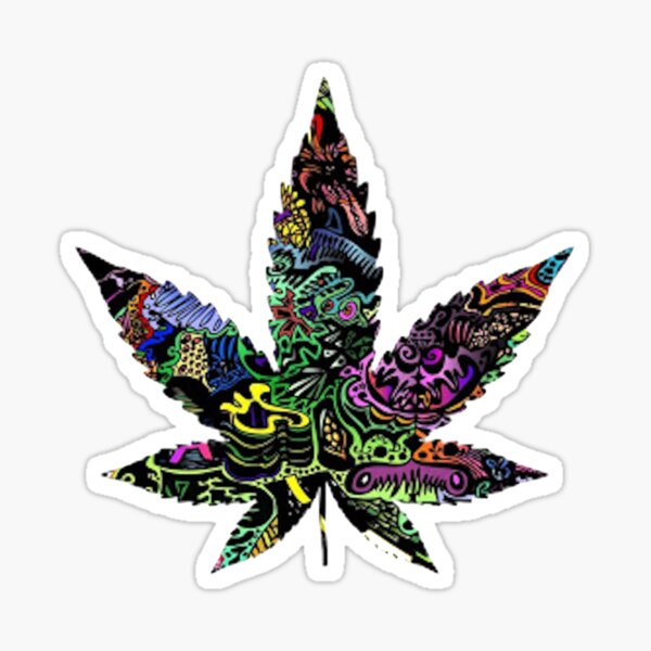 Aperçu de l'œuvre Autocollant trippant à motif de feuille de pot créée et vendue par Mountainman420.