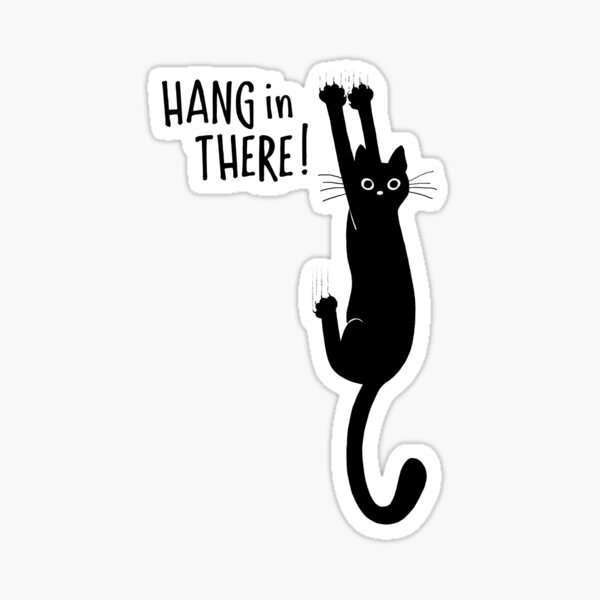 Artikelvorschau, Lustige schwarze Katze hängt an - Bleib dran! Humorvolle Katze entworfen und verkauft von Jenn Inashvili.