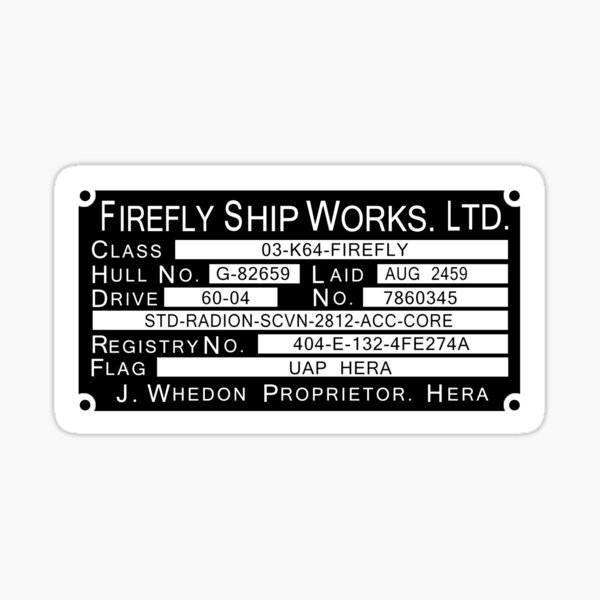 Item preview, Firefly Ship Works Ltd. Sticker designed and sold by JSpace Designs.