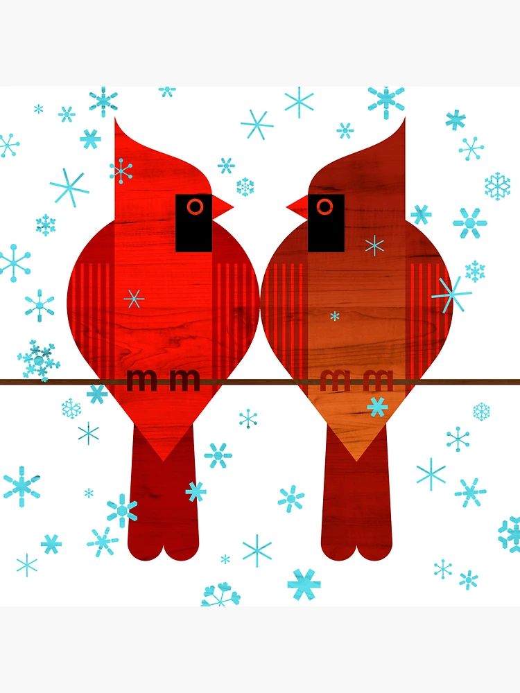 Imagen 3 de 3, Pegatina con la obra Cardenales y nieve, diseñada y vendida por Scott Partridge.