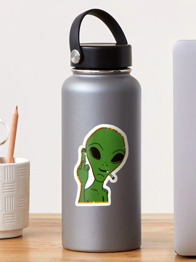 Thumbnail 1 of 3, Sticker, Alien middle finger designed and sold by rabeecia.