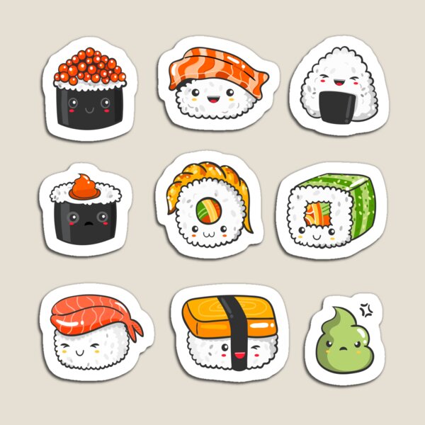 Aperçu de l'œuvre Pack d'autocollants Sushi Kawaii créée et vendue par ProjectX23.