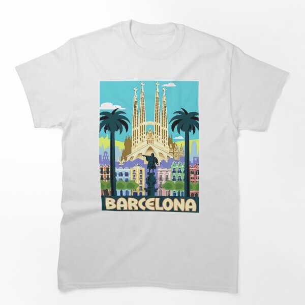 Aperçu de l'œuvre BARCELONE ESPAGNE : Publicité publicitaire vintage pour voyages et tourisme créée et vendue par posterbobs.