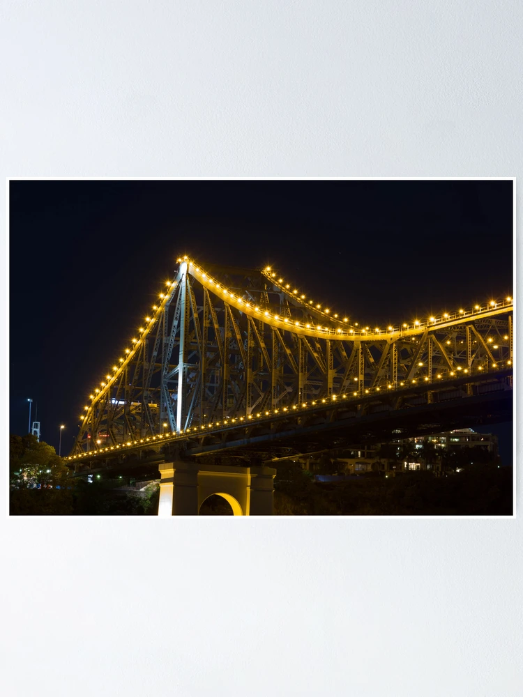 Thumbnail 1 of 3, Poster, Story Bridge at Night designed and sold by slacktech.