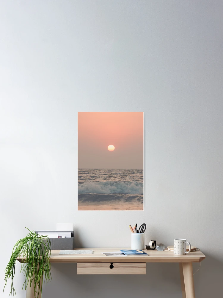 Thumbnail 2 of 3, Poster, Pink beach sunset designed and sold by victoria frost.