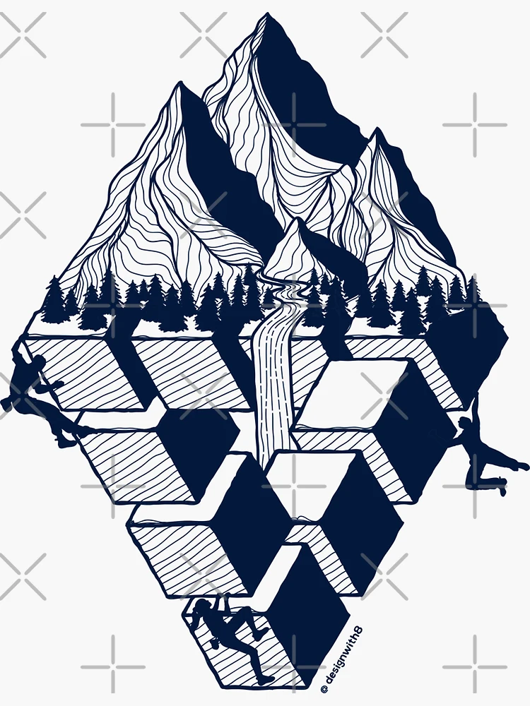 Aperçu 3 sur 3. Sticker avec l'œuvre Boulder Penrose Triangle | Escalade | Bloc créée et vendue par Designwith8.