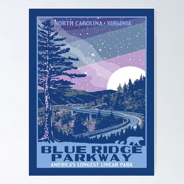 Aperçu de l'œuvre Conception de parc national de style affiche WPA originale Blue Ridge Parkway créée et vendue par giantstepdesign.