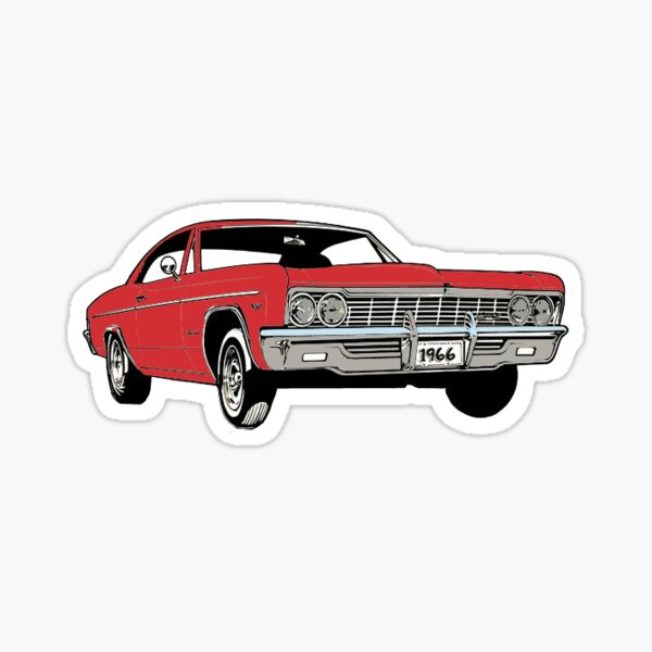 Aperçu de l'œuvre Red Impala Chevy 1966 art de la voiture créée et vendue par MercyArtStore.