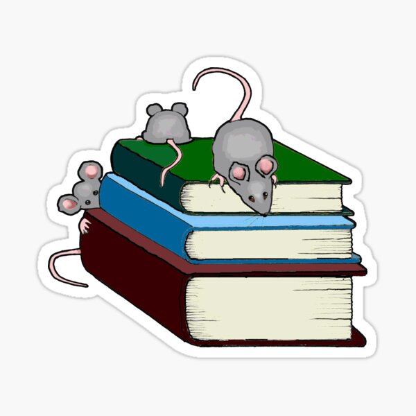 Aperçu de l'œuvre Souris mignonnes sur une pile de livres créée et vendue par JoyfulWhimsy.