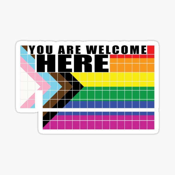 Aperçu de l'œuvre Progress Pride Flag - "Vous êtes les bienvenus ici" Tableau périodique créée et vendue par AnneMcNeil.