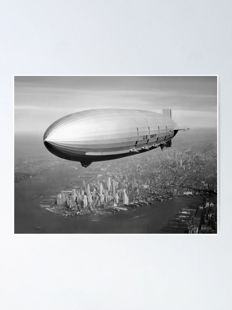 Thumbnail 1 of 3, Poster, Airship Flying Over New York City designed and sold by warishellstore.