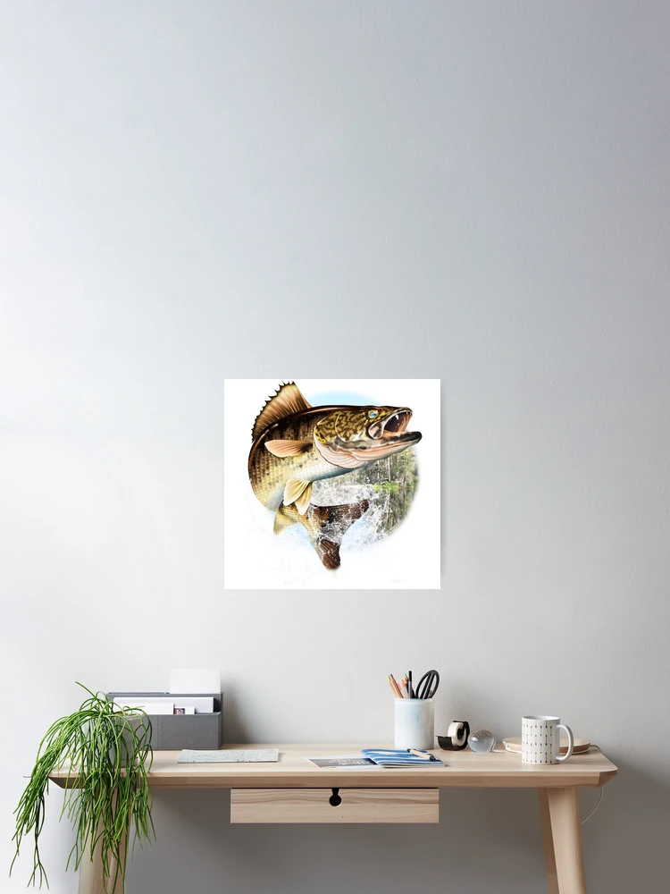 Thumbnail 2 of 3, Poster, Mary Tracy - Jumping Walleye designed and sold by Color4Nature.