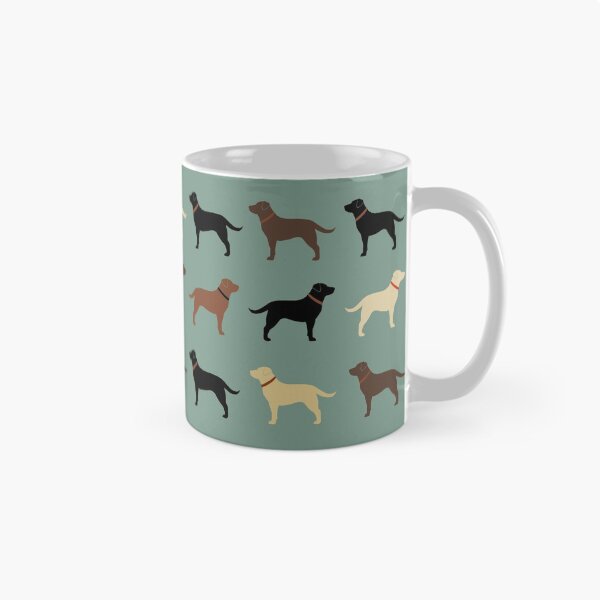 Aperçu de l'œuvre Modèle de silhouettes de chien labrador retriever avec des labradors chocolat, jaune, rouge et noir créée et vendue par Jenn Inashvili.