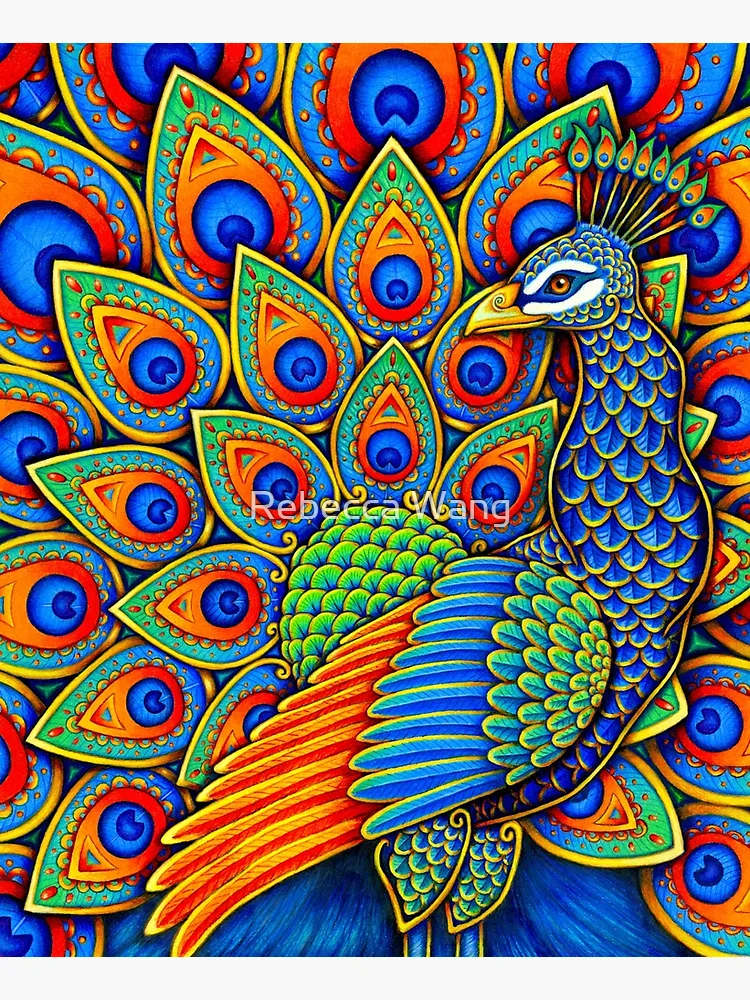Thumbnail 6 of 6, Apron, Colorful Paisley Peacock Rainbow Bird designed and sold by Rebecca Wang.