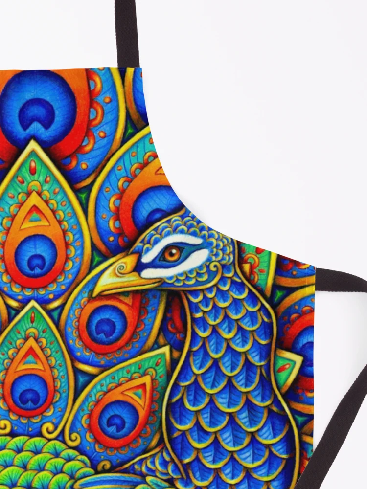 Thumbnail 3 of 6, Apron, Colorful Paisley Peacock Rainbow Bird designed and sold by Rebecca Wang.