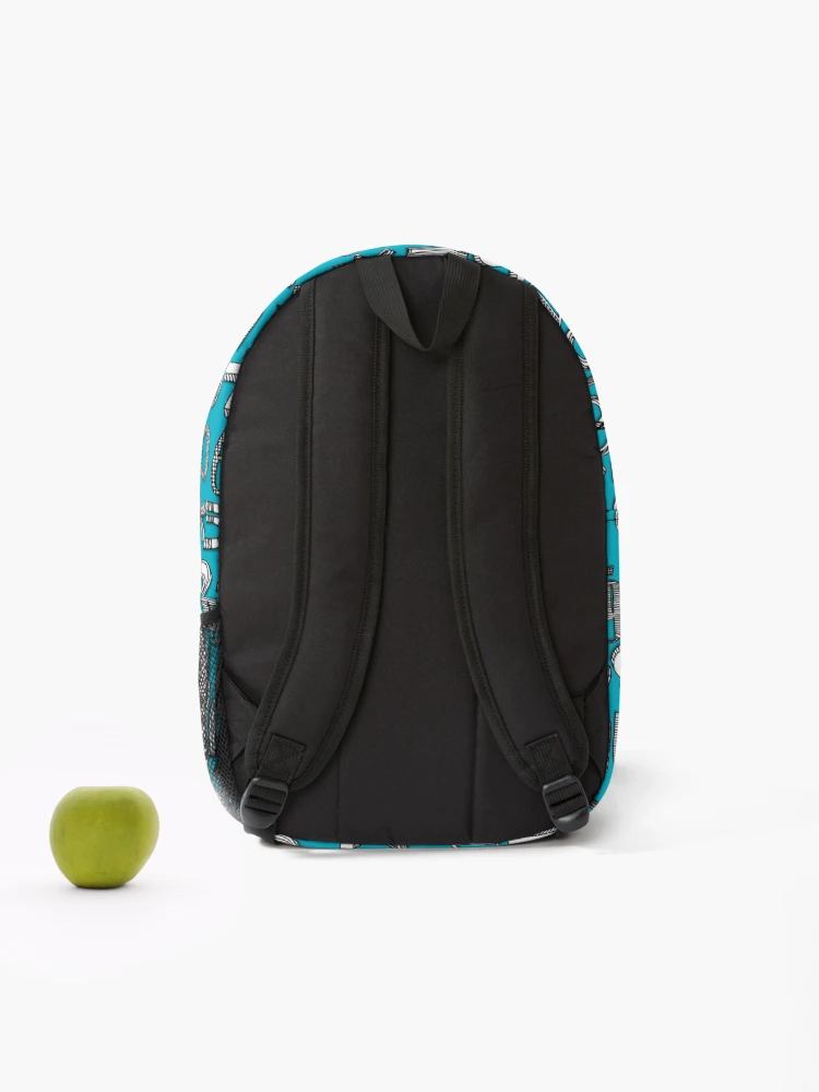 Aperçu 2 sur 3. Sac à dos avec l'œuvre maths doodle bleu créée et vendue par scrummy.