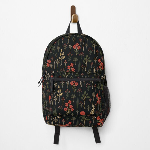 Item preview, Green, Red-Orange, and Black Floral/Botanical Print designed and sold by somecallmebeth.