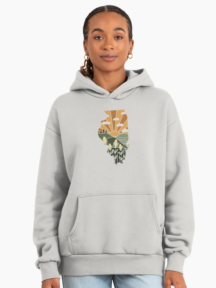 Thumbnail 3 von 6, Premium Oversized Hoodie, Illinois illustrierte Grafik designt und verkauft von jamiemaher15.