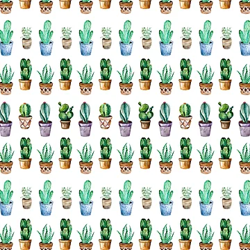 Artwork thumbnail, Cactus and little plants pattern by BekkaCampbell
