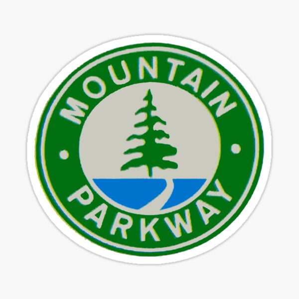 Aperçu de l'œuvre Sticker Vintage Mountain Parkway créée et vendue par Decal Mania.