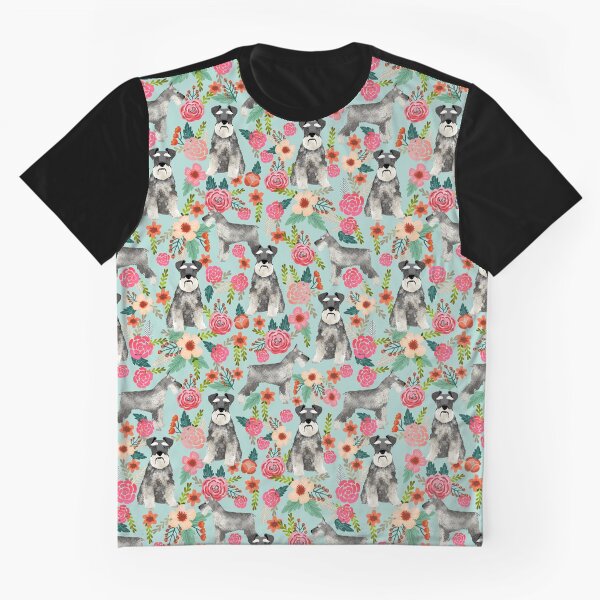 Aperçu de l'œuvre schnauzer dog floral - vintage florals, floral pet, cute dog, miniature schnauzer créée et vendue par PetFriendly.