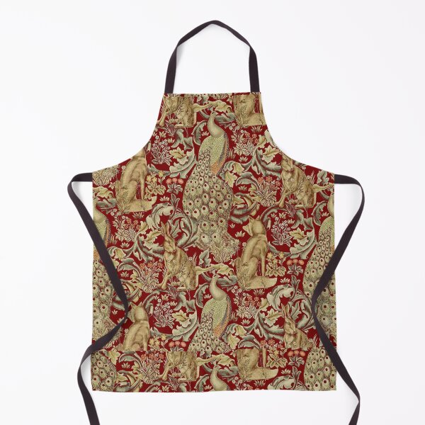 Item preview, FOREST ANIMALS,PEACOCKS,FOX AND HARE IN RED LEAVES FLORAL PATTERN designed and sold by BulganLumini.