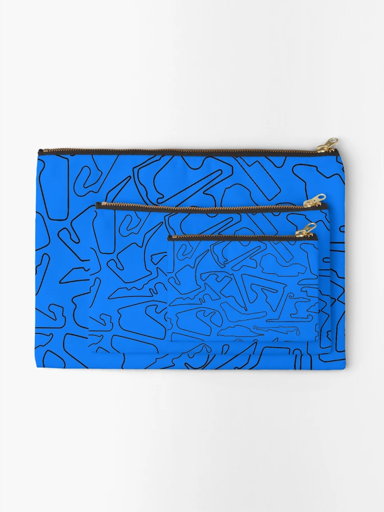 Thumbnail 2 of 4, Zipper Pouch, race tracks on a blue background designed and sold by zferderer98.