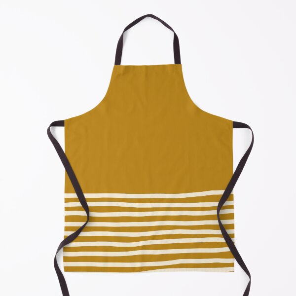Item preview, Hand-Painted Cream Stripes Minimalist Pattern on Golden Mustard Solid designed and sold by kierkegaard.