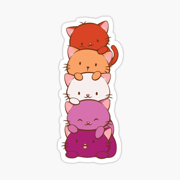 Artikelvorschau, Neue orange Lesben-Pride-Flagge Kawaii Cats entworfen und verkauft von Irene Koh.