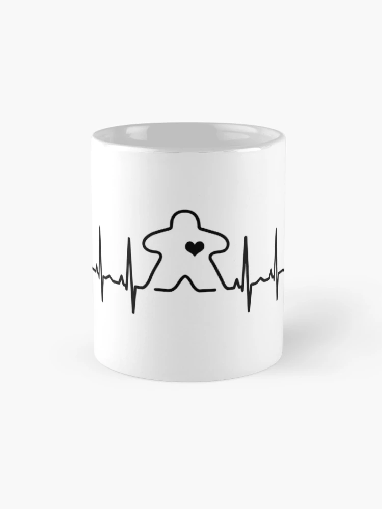 Thumbnail 4 of 6, Coffee Mug, Meeple Heartbeat EKG Pulse Boardgame Tabletop designed and sold by GamingThreads.