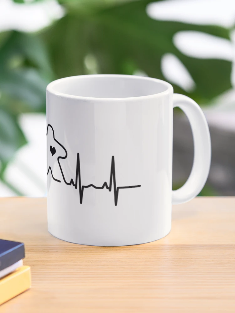 Thumbnail 1 of 6, Coffee Mug, Meeple Heartbeat EKG Pulse Boardgame Tabletop designed and sold by GamingThreads.