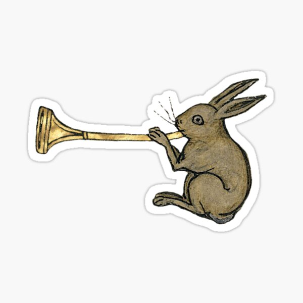 Aperçu de l'œuvre Lapin trompette médiéval enluminé manuscrit créée et vendue par ThievingNargles.