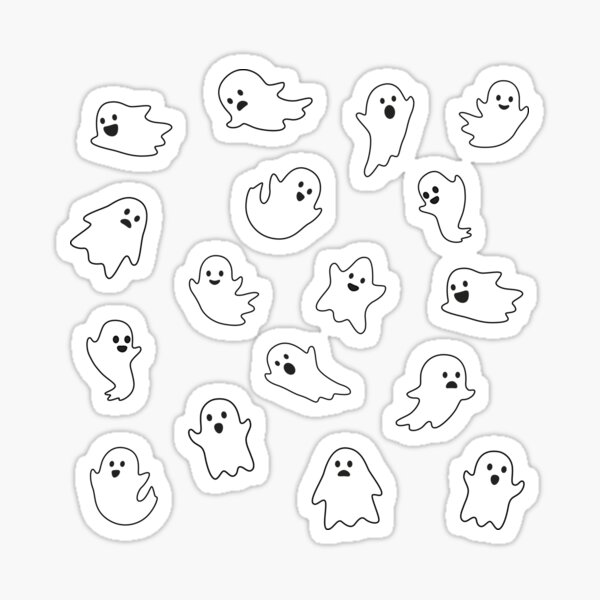 Aperçu de l'œuvre Fantômes mignons avec fond noir, motif Halloween créée et vendue par ArtfulTat.