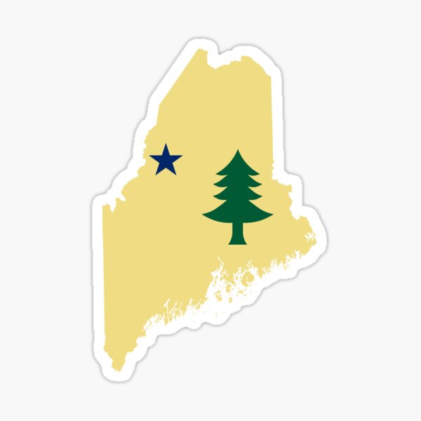 Aperçu de l'œuvre Drapeau du Maine (1901 à 1909) sur la carte du Maine créée et vendue par Owl House Creative.