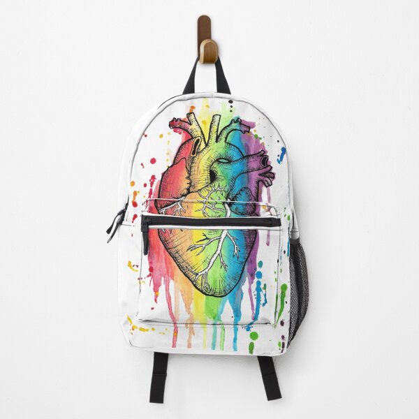 Item preview, Watercolour and Pen Rainbow Anatomical Heart designed and sold by LPDesignsAndArt.