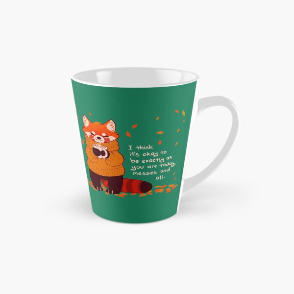 Aperçu de l'œuvre « C'est normal d'être exactement comme vous êtes aujourd'hui » Café Automne Panda Rouge créée et vendue par thelatestkate.