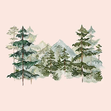 Vorschaubild zum Design Aquarell Kiefernwald und Berg ästhetische Grafik von Nature Hues